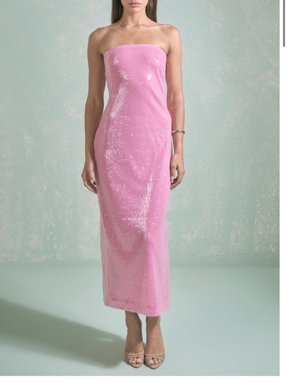 Endless Rose COURTNEY STRAPLESS SEQUINED MAXI DRESS pink